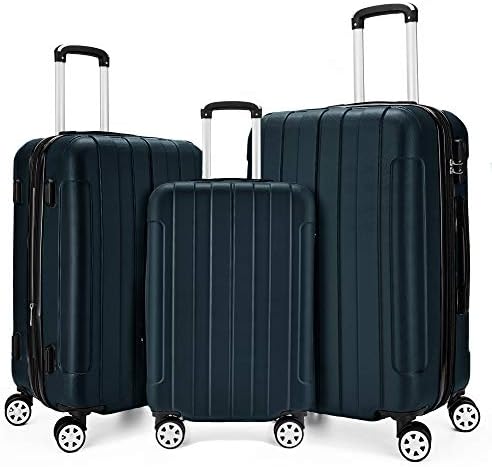 Fochier 3 Piece Expandable Spinner Luggage Set Lightweight Suitcase