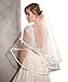 POP DESIGNER Two Tier Satin Veil with Ribbon Trim and Blusher Bridal Veil Ivory Elbow 204 (Ivory)