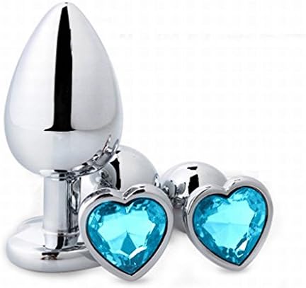 DF7YE Stainless Steel Plug Diamonds Heart for Beginner Advanced Use - Light Blue