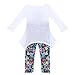 Molil Kids Girls Long Sleeve Irregular Hem Floral Shirt Pants Outfits Set White Large
