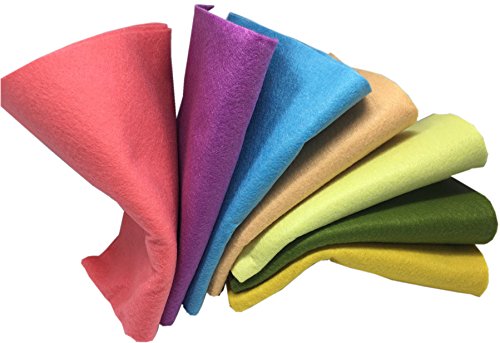 Misscrafts 7pcs 18" X 18" 1.4mm Thick Soft Felt Nonwoven Fabric Sheet Pack DIY Craft Patchwork Sewing Squares Assorted Colors(Spring)