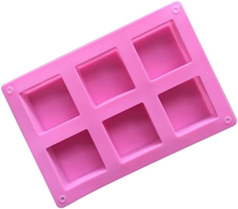 Freshyware 6 Cavity Special Plain Rectangle Shaped Silicone Mold for Soap Making Mini Bath Bomb Crafts Candy Chocolate bar Assort Color 5 x 5 x 2.5 cm Design 41