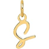 Jewelry Affairs 14K Yellow Gold Script Alphabet Initial Letter Charm Pendant, 14mm