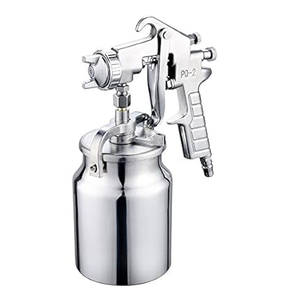 nuzamas Saugnapf-Feed Air Spray Gun 2.0 mm Edelstahl Düse 1000 ml Fassungsvermögen Airbrush Werkzeug für Auto Möbel Gemälde H