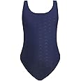 Kids Girls Athletic Swimsuit One Piece Solid Swimwear for Practice and Competition in Black and Navy Bathing Suit