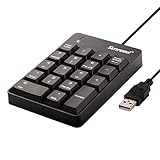 USB Numeric Keypad, Sunreed Portable Slim Mini Number Pad for Laptop Desktop Computer PC, Full Size 18 Key - Black