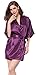 JOYTTON Women's Kimono Robe with Embroidered Mother of The Groom Dark Purple M