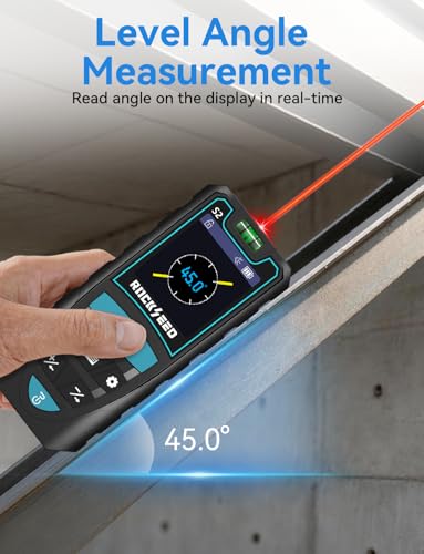 Laser Meter 50M, RockSeed HD IPS Display Digital Laser Distance Meter with Electric Angle Sensor, Portable Laser Rangefinder with 5 Units, Distance/Area/Volume/Pythagorean Measurement, etc.