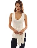 PattyBoutik Women's V Neck Side Split Ribbed Tank Top