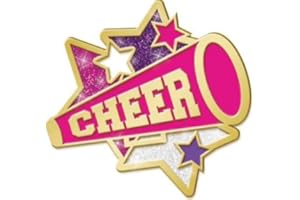 Crown Awards Cheer Pin - 1" Glitter Cheerleader Megaphone Enamel Lapel Pin