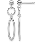 Sterling Silver RH-plated pol. Geometric Dangle Post Earrings