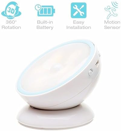 Motion Sensor Light, 360 Degree Rotation Rechargeable Motion Sensor LED Night Light, Stick On/Screw In Anywhere White Light