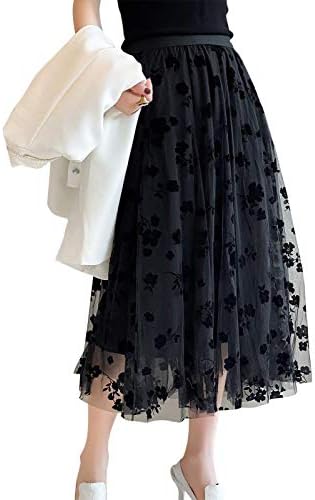 DkinJom Women Floral Print High Waist Pocket Boho Maxi Skirt Party