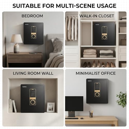 Asylosss 53L Digital Anti-Theft Safe, Shelf, Alarm, Wall Mount | Heavy-duty steel safe, 3-way access (code/key/Type-C), Removable shelf, Dual alarm, Wall-mountable, for cash jewelry office