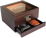 CASE ELEGANCE Monogrammed Glass Top Humidor with Thick Cedar, Easy humidification System, Accurate Digital Hyg
