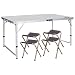 REDCAMP Outdoor Picnic Table Adjustable, Folding Camping Table with 4 Chairs, Aluminum White 47.2"x23.6"x27" primary