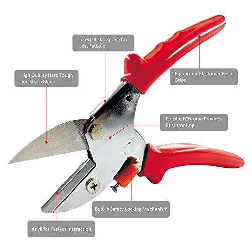 Mifuse 55127 7" Garden Scissors with Pointed Replaceable Blade Heavy Duty Hand Pruners Anvil