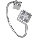 Kokoma Crystal Stacking Ring for Women Stainless Steel CZ Diamond Open Statement Rings Wrap Finger Bands Engagement Eternity Rings