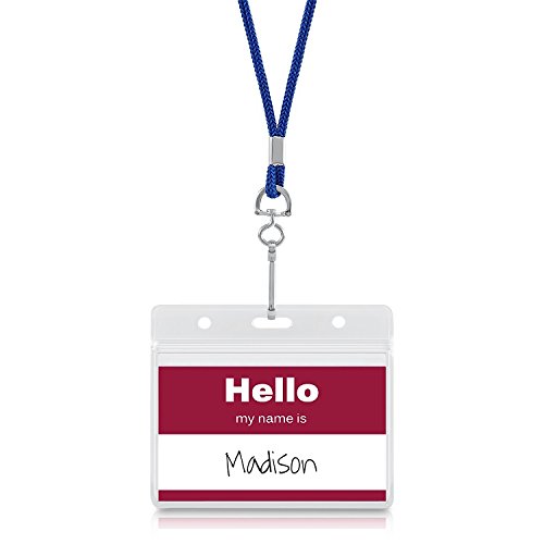 MIFFLIN Horizontal Nametag Name Badge Holder with Woven Lanyard (Royal