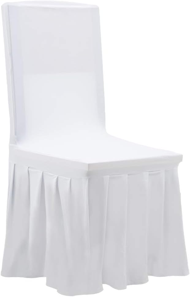 EULIFE 2/4/6/10 PCS Chair Protective Covers with Skirt Modern Stretch Removable Washable Dining Chair Covers Slipcovers for High Back Chair (White, 2PCS)