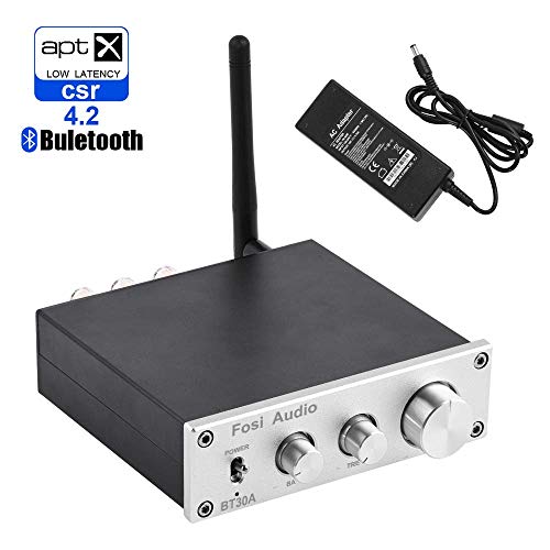 Bluetooth 4.2 Stereo Audio Amplifier 2.1 Channel Receiver Class D Mini Hi-Fi Integrated Digital Amp with Bass and Treble Control 50Watt x 2 + 100Watt x 1 for Home Passive Speakers Subwoofer BT30A