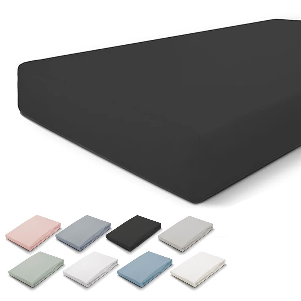 Walra Jersey Fitted Sheet, 140 x 200 cm, 100% Cotton, for the Mattress, Soft Feel, Wrinkle Resistant, Anthracite