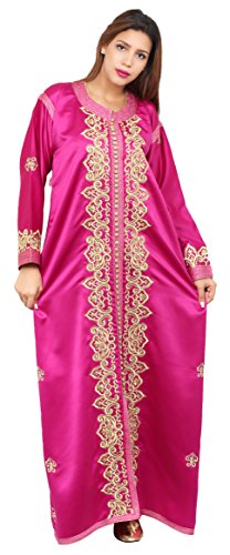 Moroccan Caftan Women Handmade Embroidery SMALL to LARGE Complimentary Belt Magenta