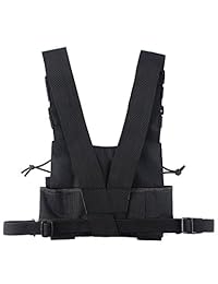 lewong universal Manos libres Pecho Arnés Bolsa Cartuchera para Two Way Radio (Rescue Essentials), Negro