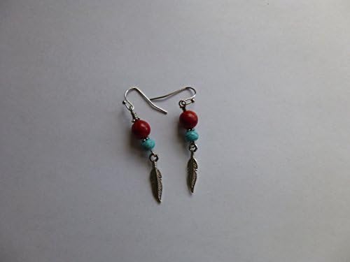 Native Inspired Coral and Magnesite with Feather Charm