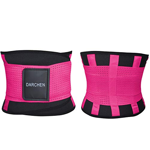 DARCHEN Waist Trainer Belt for Women Fitness Weight Loss Wokout Exercise Belt Sport Girdle for Body Slimming (Rose Red, Large) - Thumbnail 2