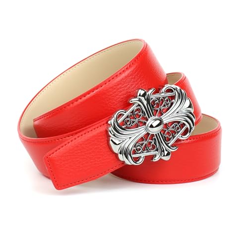 Anthoni Crown Damen Ledergürtel Modell GL1W00L Gürtel, Rot, 85