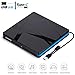 MosKee USB 3.0 USB-C Portable External CD DVD Drive, Black, for Laptop/MacBook/iMac/Desktop, Windows/Linux/Mac OS