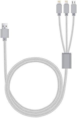 USB Type C / Lightning / Micro 3 in 1 Charging Cable, FairWell 4ft/1.2m Multiple Universal Charging Cable for iPhone, iPad and Android Smartphone(Silver &amp; White)