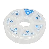 Bhbuy Round Shaped Clear Hard Plastic 7 Day Drug Organizer Case