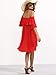 ROMWE Women's Off The Shoulder Ruffle Casual Loose Shift Dress red M