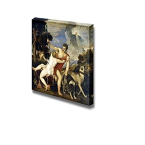Venus and Adonis by Titian - Canvas Print Wall Art Famous Painting Reproduction - 12" x 12"