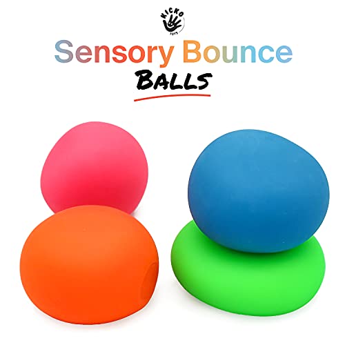 Kicko Sensory Bounce Balls 4 Pack 2 Inch Assorted Colorful Bouncy Balls Novelty and Gag