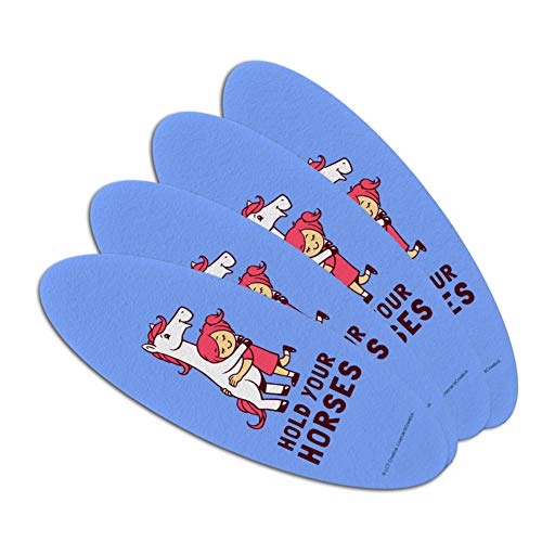 Hold Your Horses Funny Humor Double-Sided Oval Nail File Emery Board Set 4 Pack