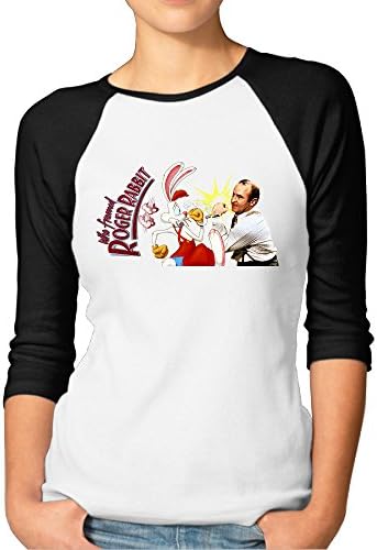 Eronp Women's Who Framed Roger Rabbit Casual 3/4 Length Sleeve Baseball T Shirts Black