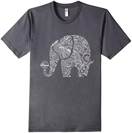 Men's White Elephant Mandala - Yoga T-Shirt Large Asphalt
