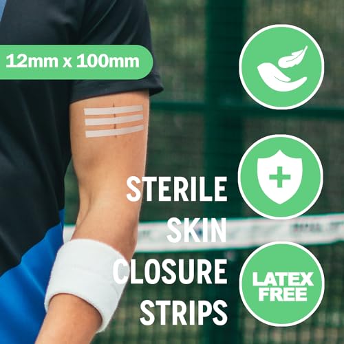 Posi Pulse Sterile Skin Wound Closure Strips. 202 Strips in 44 Packs - Improved Healing, Reinforced Design, Latex-Free, Adhesive Backed, for Lacerations, Incisions, Sutures, 3x75,6x38,6x75,12x100mm