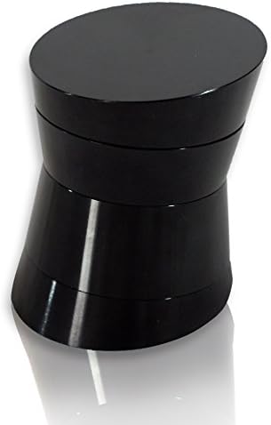 Big Herb Grinder 4 Piece with Pollen Catcher and Scraper Tool - 3 inches Tall Black for Spices and Tobacco.