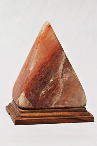 Hymsalt Unique Pyramid Himalayan Salt Lamp Hand Carved Natural Glow Pink Sea Crystal One of a Kind Rock Salt Lamp with Genuine Neem Wood Base/Bulb and Dimmer Control