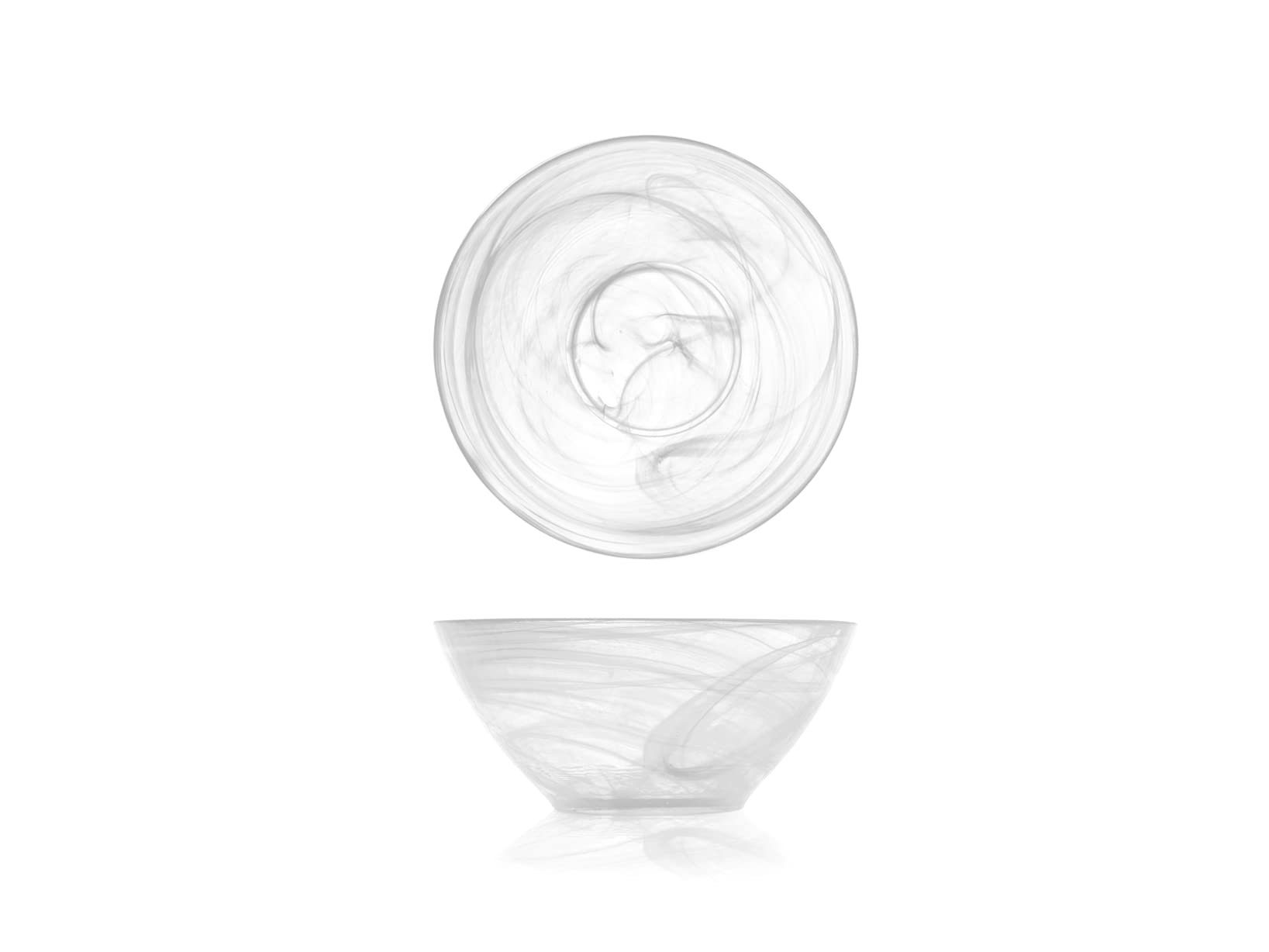 H&H Alabastro Set of 6 Dessert Cups, Glass 14 cm, White, 14 x 14 x 6 cm, 6 Pieces