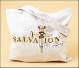 He Nailed It Nails Cross Design SALVATION 14 Inch Canvas Book Bible Tote Bag Purse