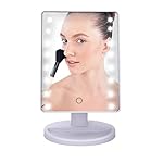 LED Makeup Mirror,Megpo Rotatable Lighted Vanity Mirror Smart Touch Screen 16 LED Lights Adjustable Brightness for Bathroom Countertop Dressing Room (Batteries Included)