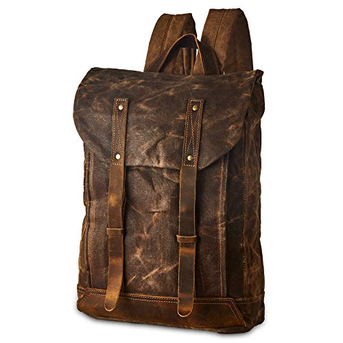 BRASS TACKS Leathercraft Men's Waxed Canvas Backpack Casual 15.6"laptop