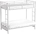 Walker Edison Elodie Urban Industrial Twin over Futon Metal Bunk Bed, Twin Size, White