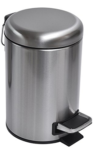 EVIDECO 6543102 Soft Close Small Round Metal Floor Step Trash Can Waste Bin, 10" x 6.9", Chrome - Thumbnail 6