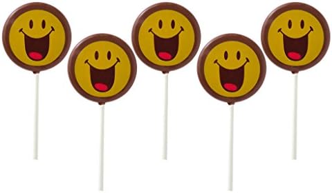 Smiley World Emoji Face Expressions Dairy Milk Chocolate Lollipops Sucker "Congratulations" Gourmet Holiday Mothers Day Gift Pack (5 Pk)